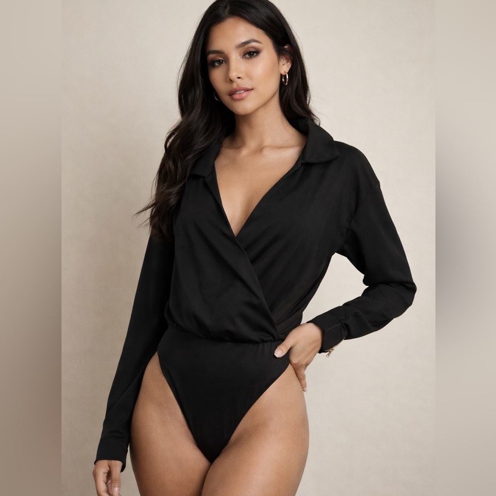 Chic Black Wrap Bodysuit